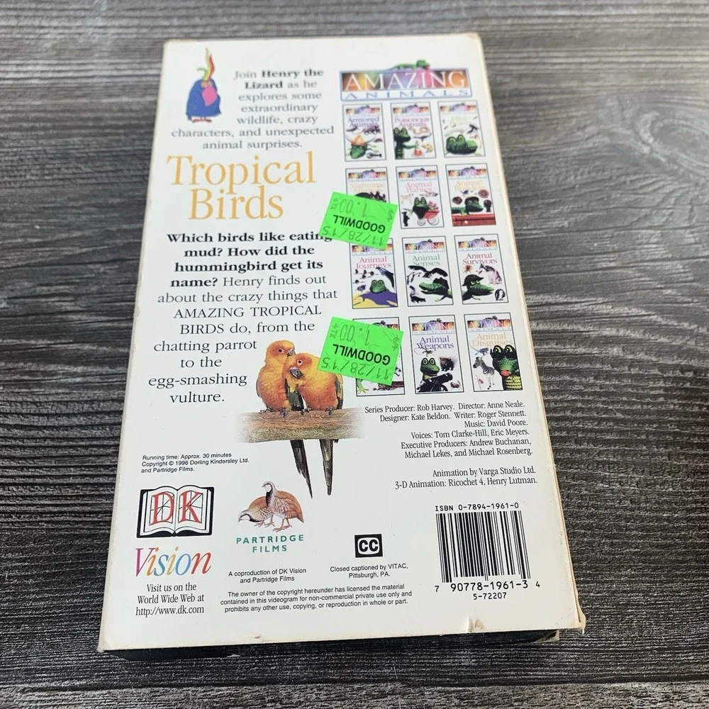 Henry's Amazing Animals: Tropical Birds VHS Tape‎ 1997 Disney Channel Show Rare